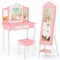 MDF Vanity Table Set with Stool and Jewelry Armoire, Full-Length Mirror